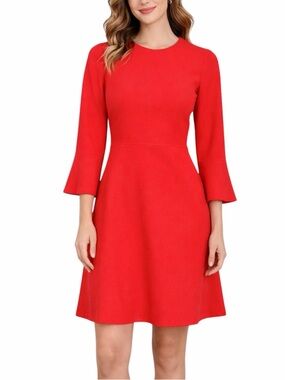J. Crew Fit & Flare Dress 3/4 Flute Bell Sleeves Coral Pink Women’s Size 00
